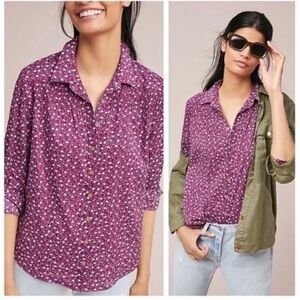 Maeve by Anthropologie Floral Calico Button-Front Blouse sz 14